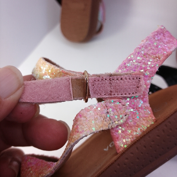 2 Pairs Mini Moda Velcro Glitter Sparkle Strappy Sandals - Picture 7 of 7